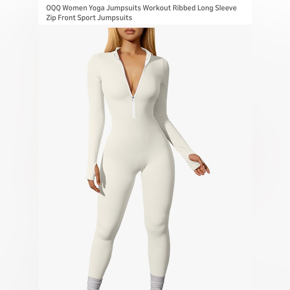 Elegant Cream Zip-Up Jumpsuit